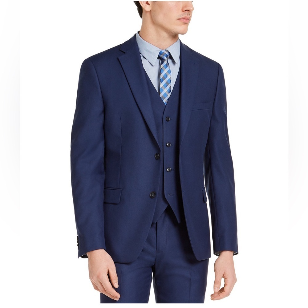 Alfani Men’s Slim-Fit Stretch Blue Solid Jacket, Created for Macy’s